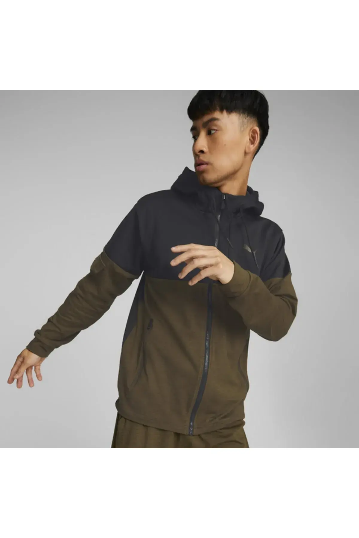 Puma Traın Q4 Cloudspun Jacket Haki Erkek Fermuarlı Koşu Ve Yürüyüş Ceketi