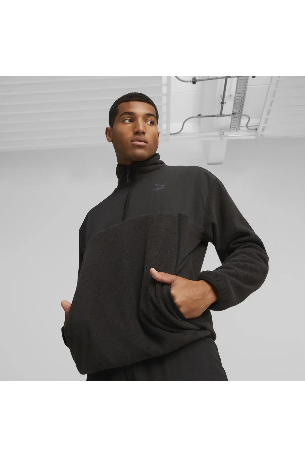 Puma CLASSICS UTILITY Polar Fleece Half-Zip Siyah Erkek Yarım Fermuarlı Sweatshirt