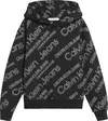 Calvin Klein SLANTED AOP LOGO REL Erkek Siyah Hoodie