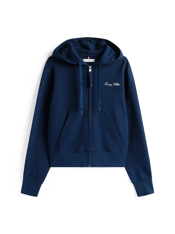 Tommy Hilfiger SCRIPT REG PIQUE ZIP, C1G Lacivert Kadın Hoodie