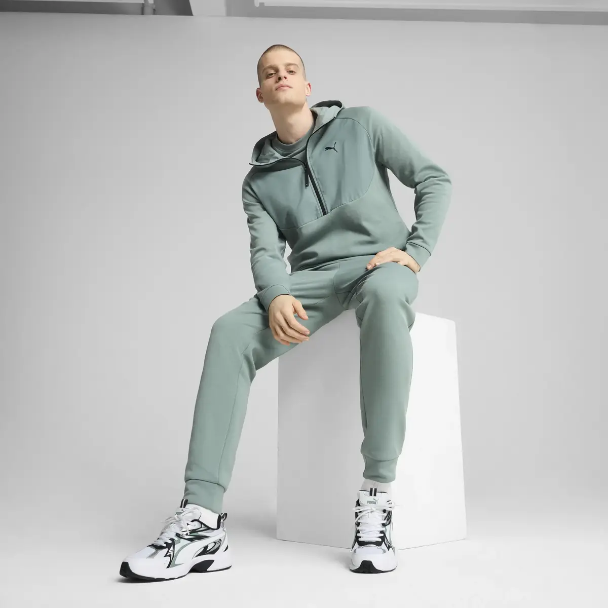 PUMATECH Half-Zip Hoodie Yeşil Erkek Hoodie
