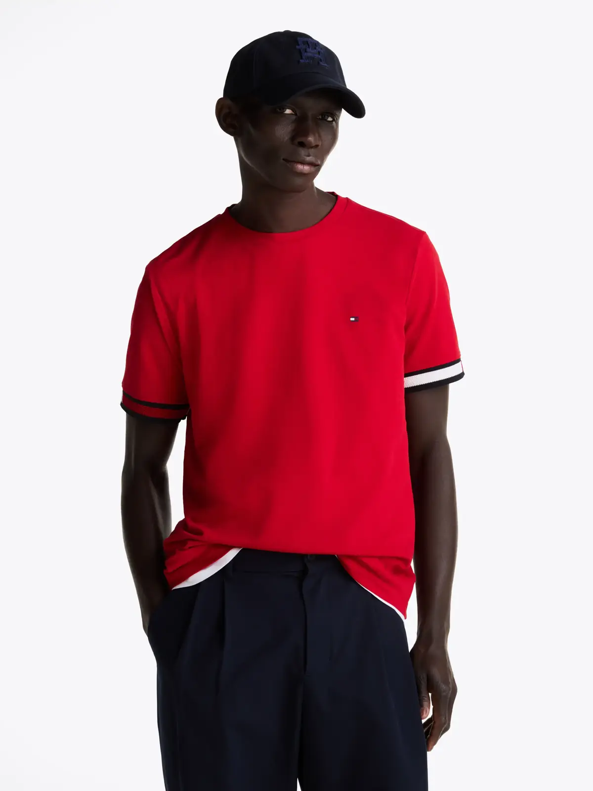 Tommy Hilfiger GLOBAL STRIPE FLAG C, XLD Kırmızı Erkek T-Shirt & Polo
