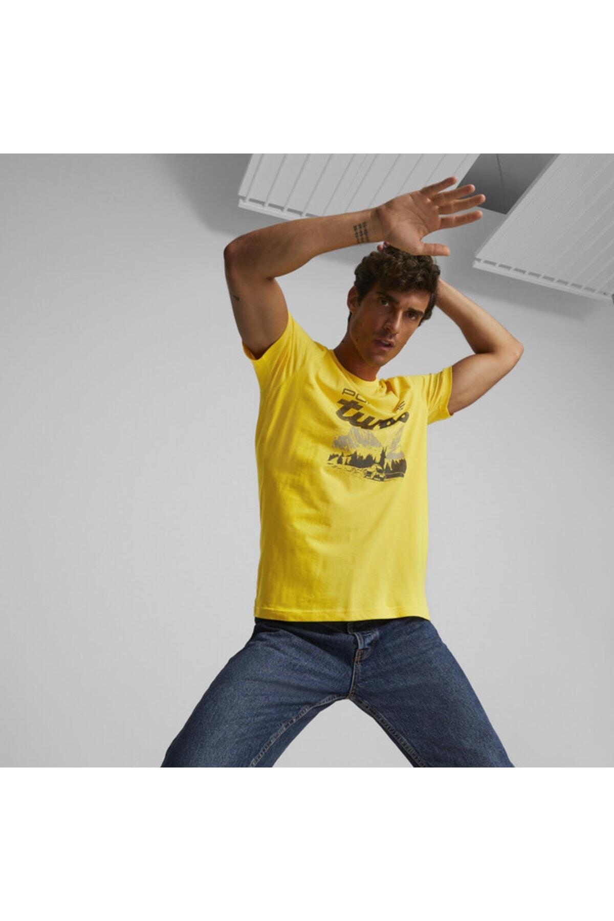 Puma Pl Graphic Tee 2 Sarı Erkek T-Shirt