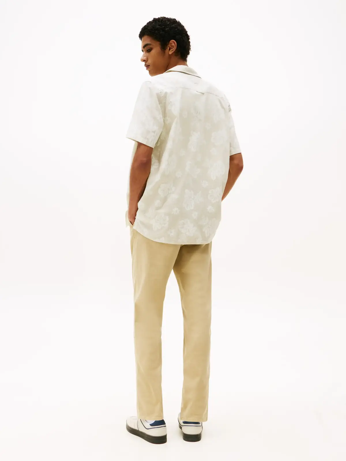 Tommy Hilfiger TJM REG SLUB AOP SS, ACG Krem Erkek Gömlek