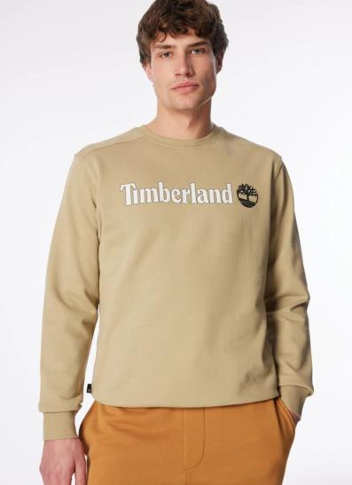 Timberland KENNEBEC RIVER Linear Logo Crew Neck Swe Bej Erkek Sweatshirt & Hoodie