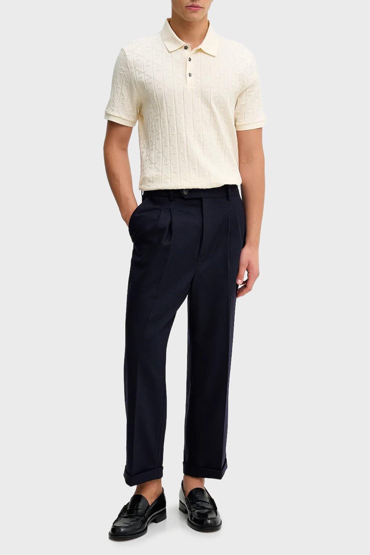 Calvin Klein SS DBL MERCERIZED EM, YAC Krem Erkek T-Shirt & Polo