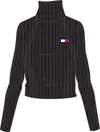 Tommy Hilfiger TJW BADGE ZIP TRHU S Kadın Siyah Kazak