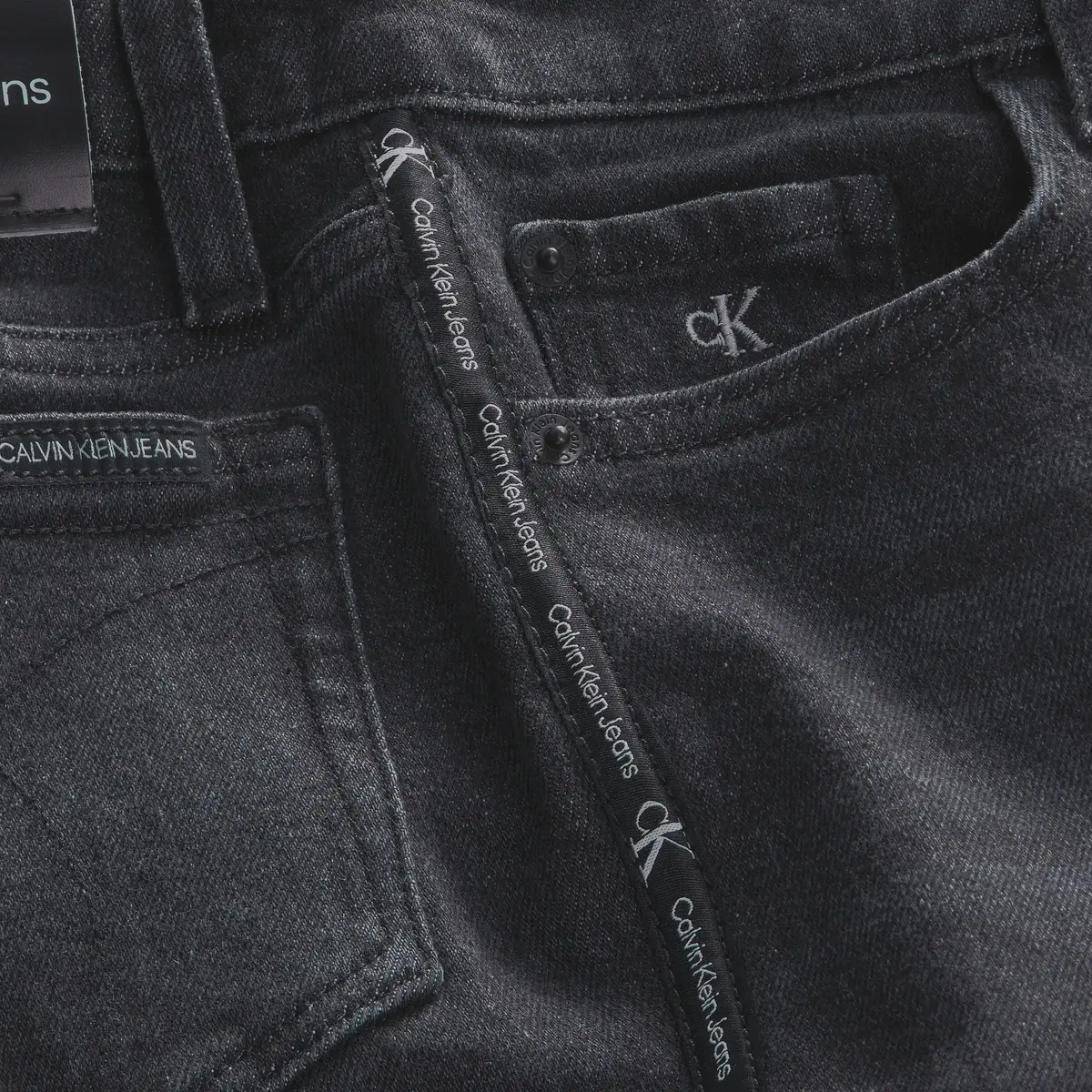 Calvin Klein SLIM WASHED BLK TAPE Erkek Antrasit Kot Pantolon