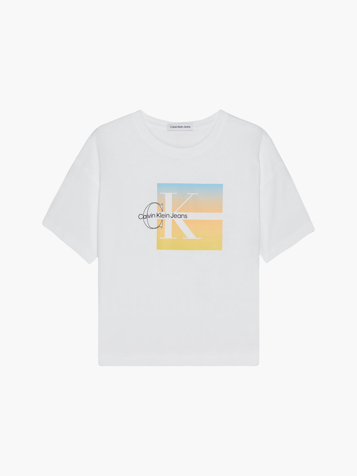 Calvin Klein SUMMER GRADIENT GRAP Kadın Beyaz T-Shirt
