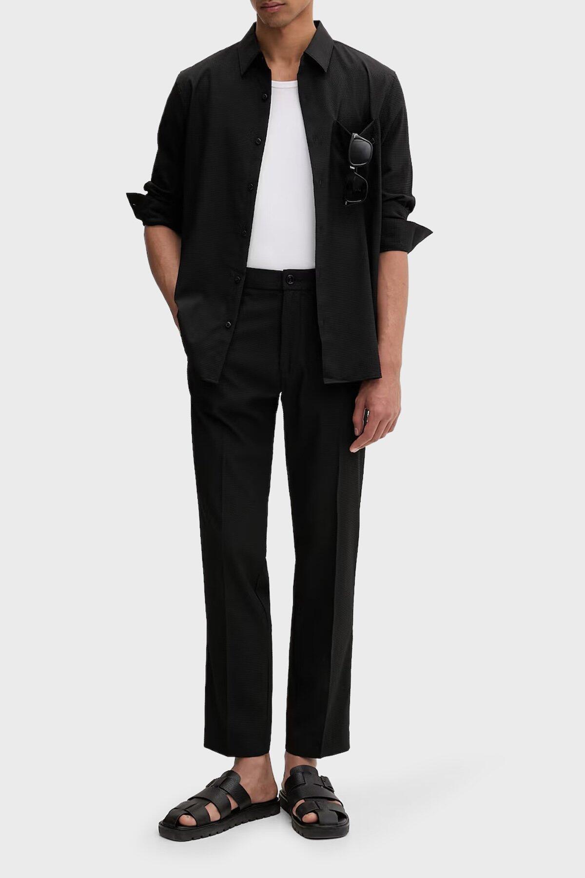 Calvin Klein LS SOLID SEERSUCKER, UB1 Siyah Erkek Gömlek