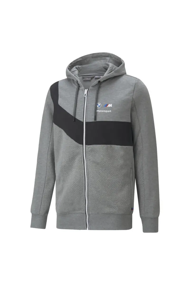 Puma Bmw Mms Hdd Sweat Jacket Gri Erkek Fermuarlı Hoodie