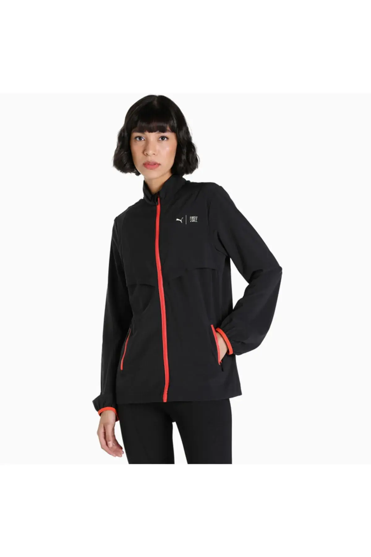 Puma First Mile Woven Jacket W Siyah Kadın Fermuarlı Spor Ceketi