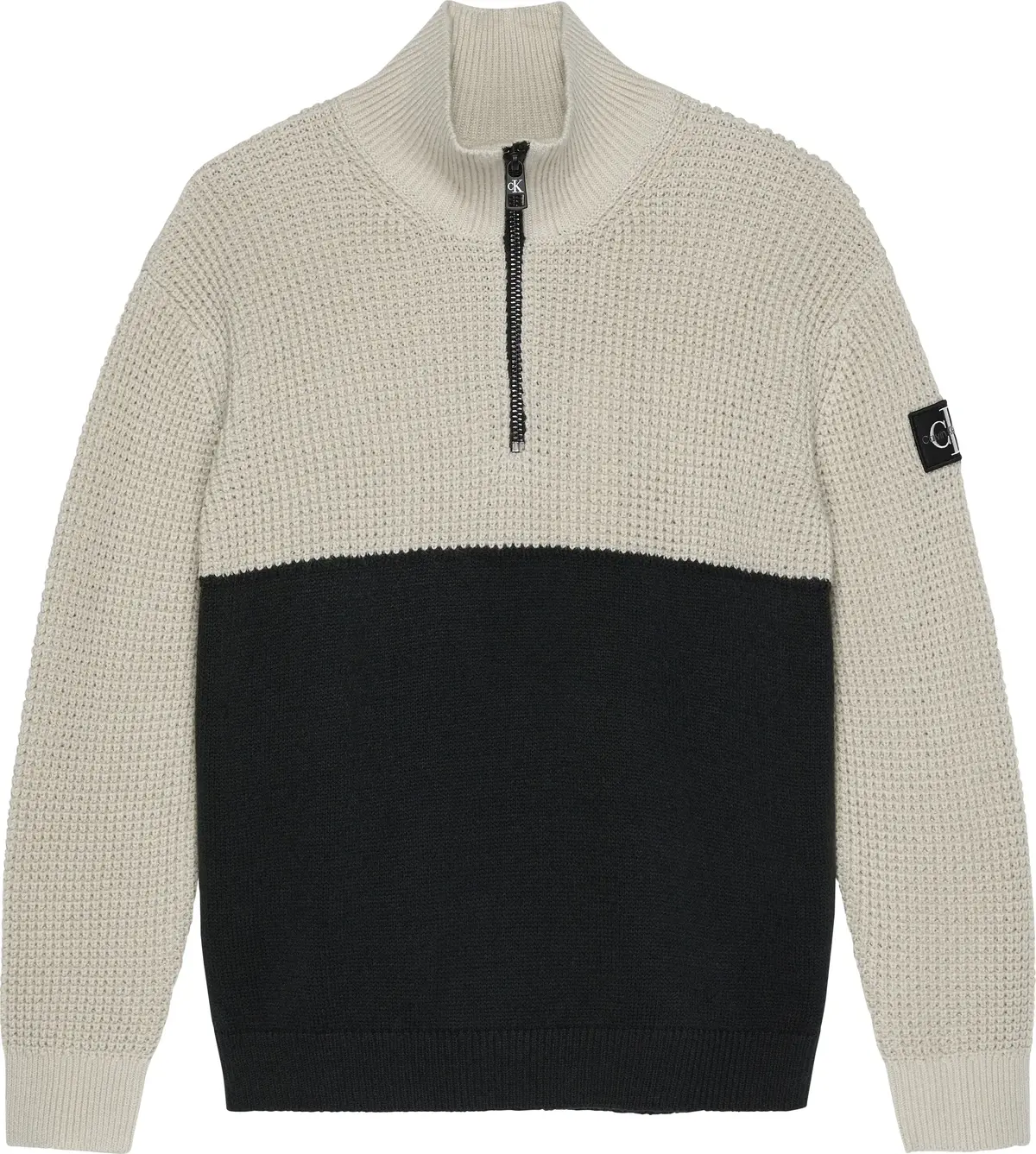 Calvin Klein CLR BLOCK ZIP UP SWE Erkek Krem Kazak