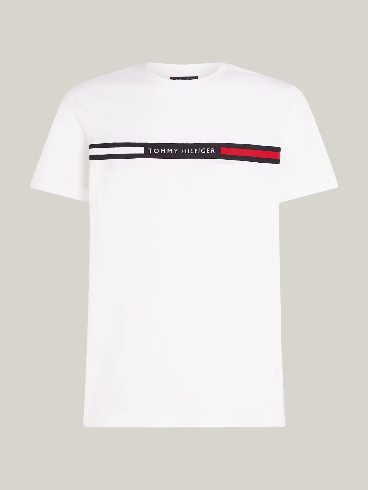 Tommy Hilfiger HILFIGER CHEST INSER, YBR Beyaz Erkek T-Shirt & Polo