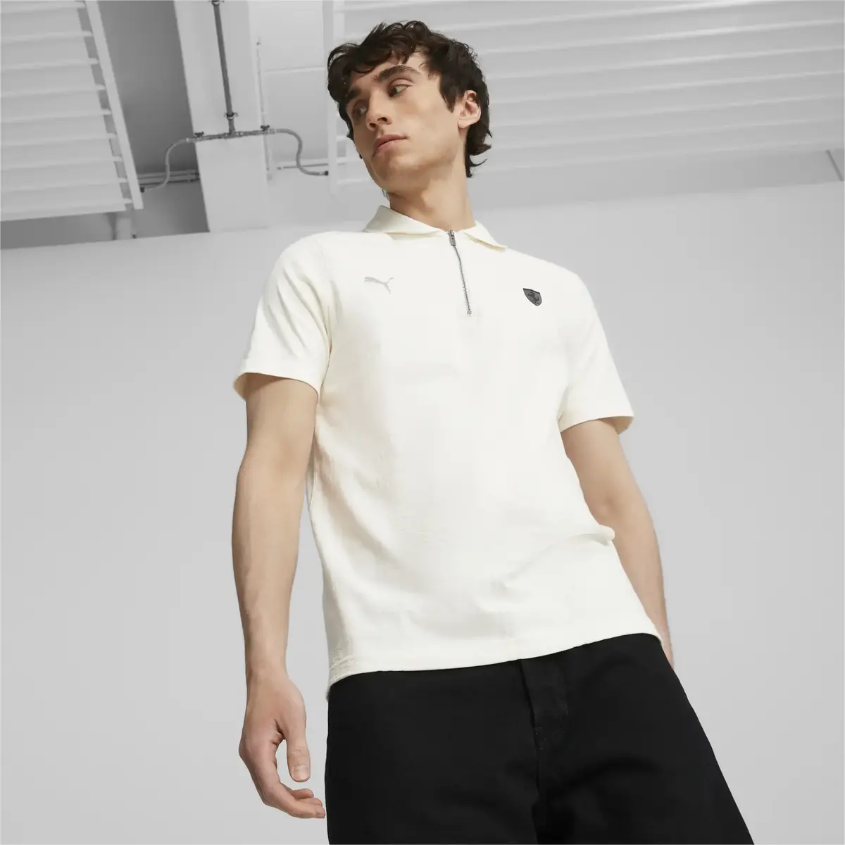 Puma Ferrari Style Polo jacquard Beyaz Erkek T-Shirt