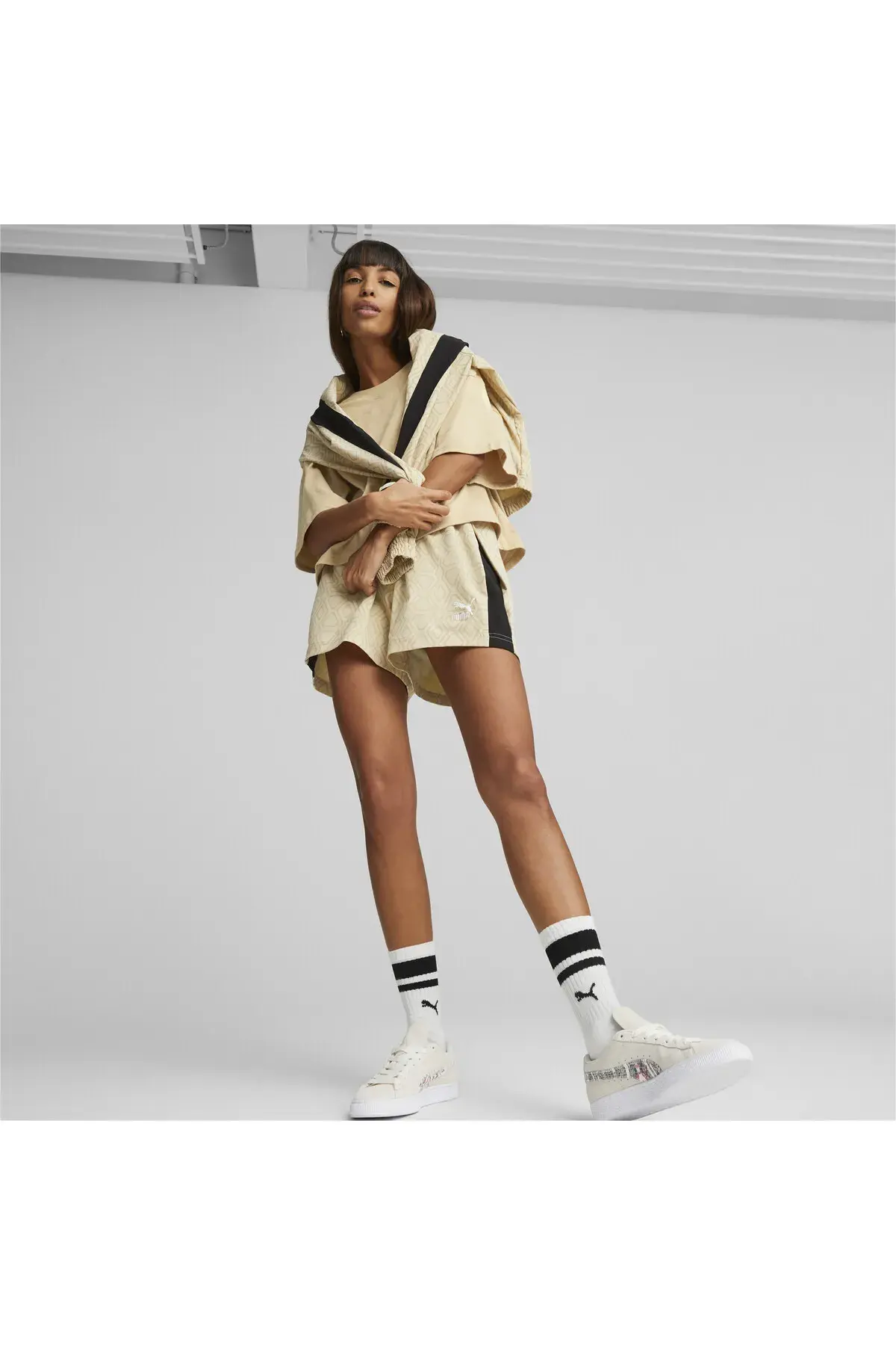 Puma T7 Women Shorts Bej Kadın Şort
