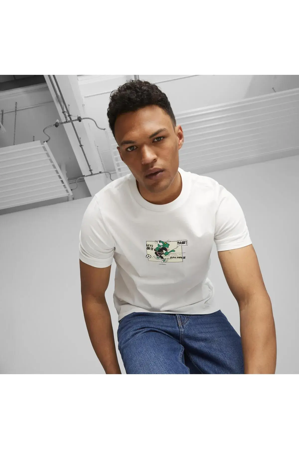 Puma CLASSICS SUPER PUMA Graphic Tee Beyaz Erkek T-Shirt