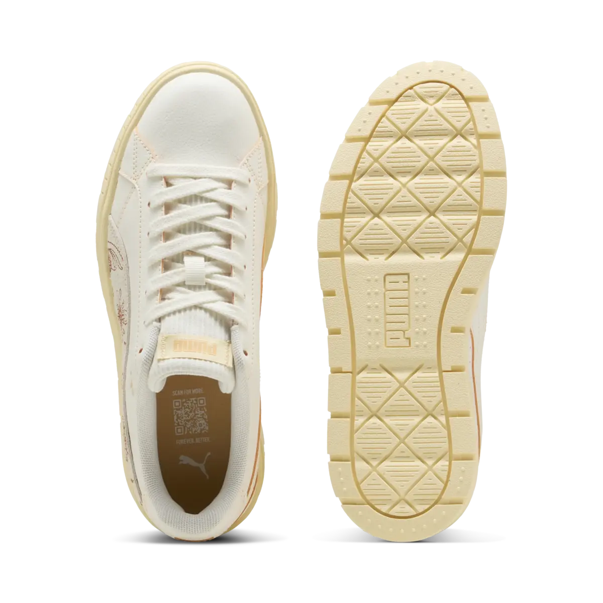 Puma Karmen II Crafted Flowers Krem Kadın Spor Ayakkabı