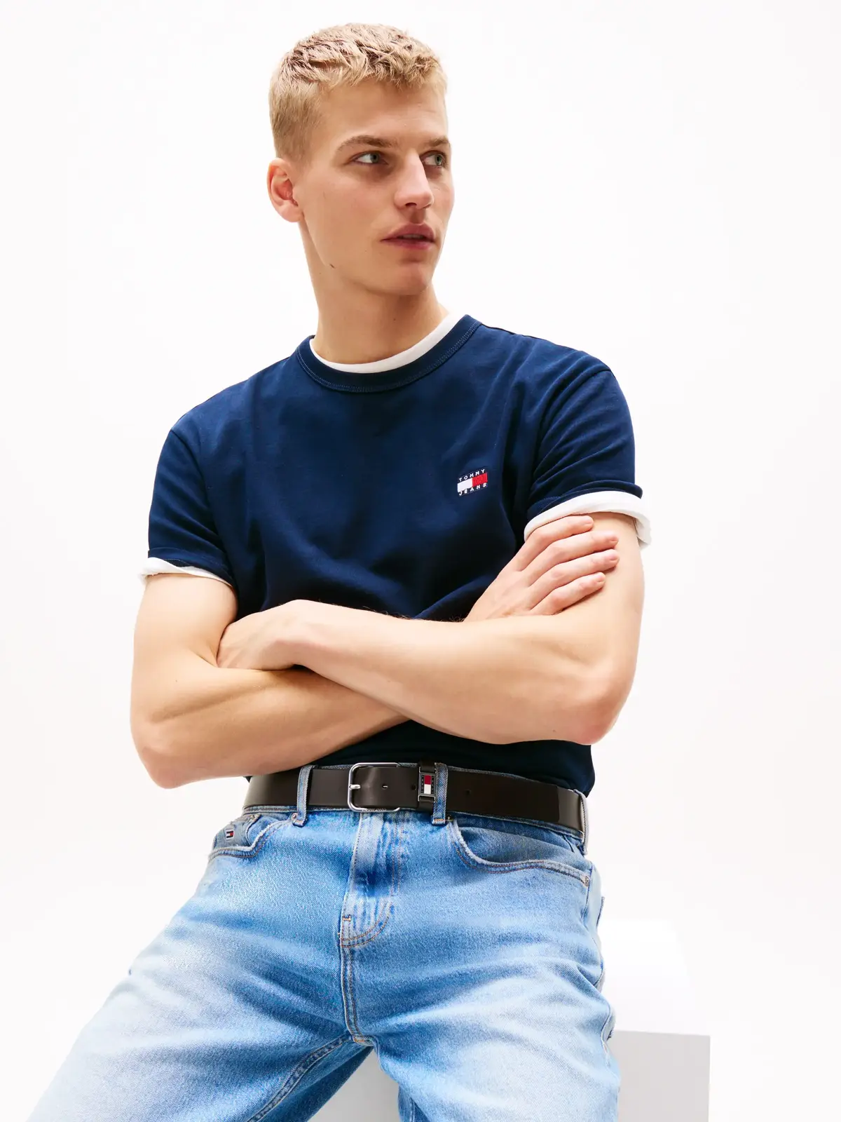 Tommy Hilfiger TJM REG BADGE TEE EX, C1G Lacivert Erkek T-Shirt & Polo