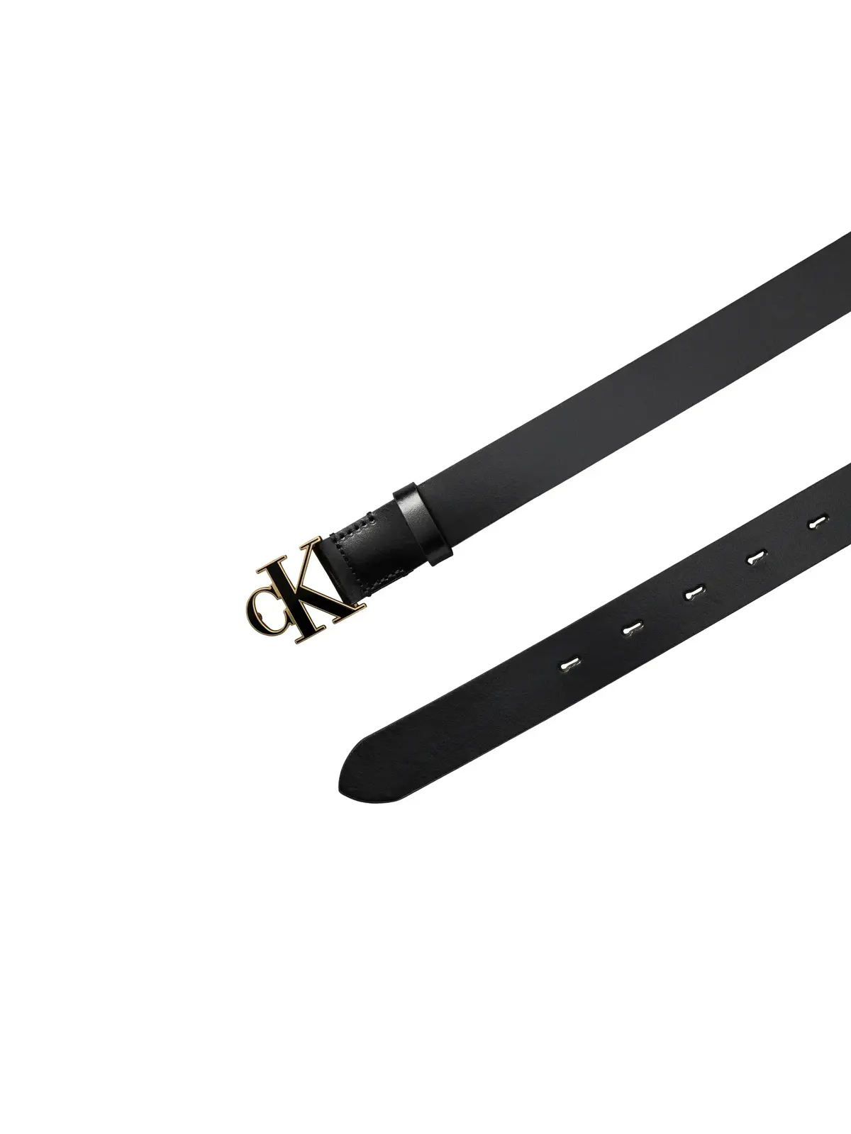 Calvin Klein ROUND CK BUCKLE 30MM Siyah Deri Logo Tokalı Kemer