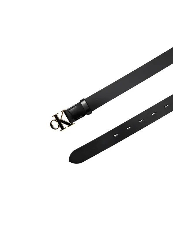 Calvin Klein ROUND CK BUCKLE 30MM Kadın Siyah Deri Logo Tokalı Kemer