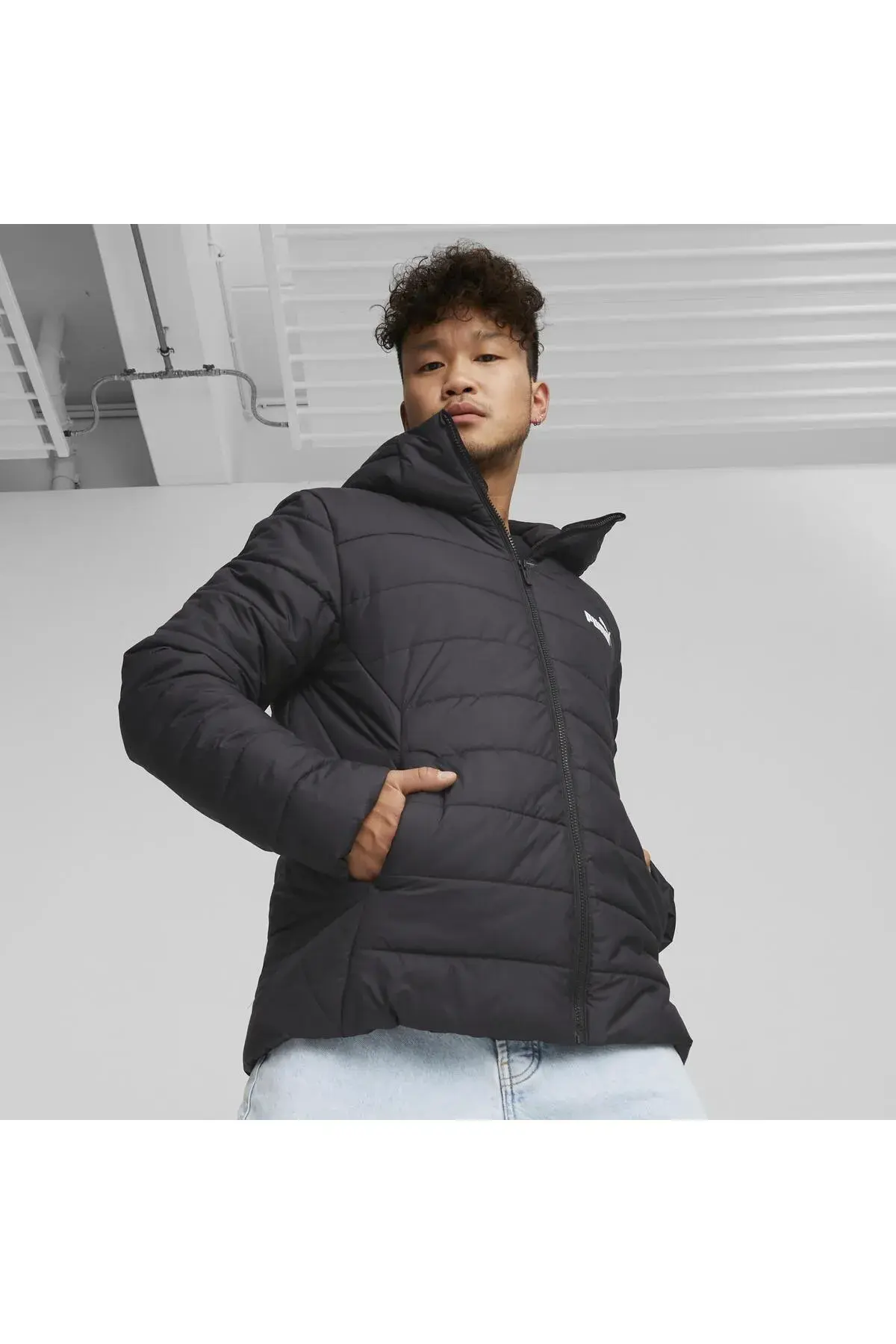 Puma ESS Hooded Padded Jacket Siyah Erkek Kapüşonlu Mont