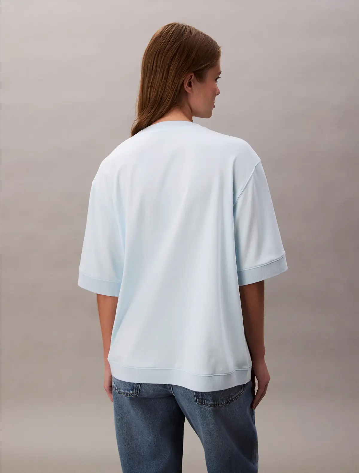 Calvin Klein A- OVERSIZED BOYFRIE, VFZ Açık Mavi Kadın T-Shirt