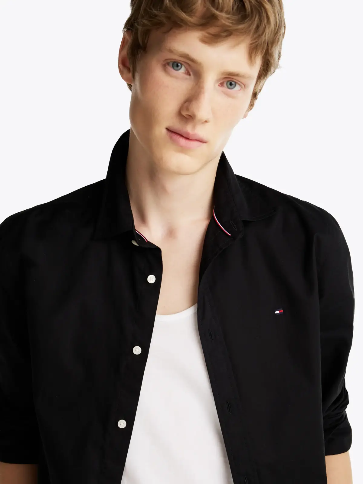 Tommy Hilfiger FLEX POPLIN KENT COL, BDS Siyah Erkek Gömlek