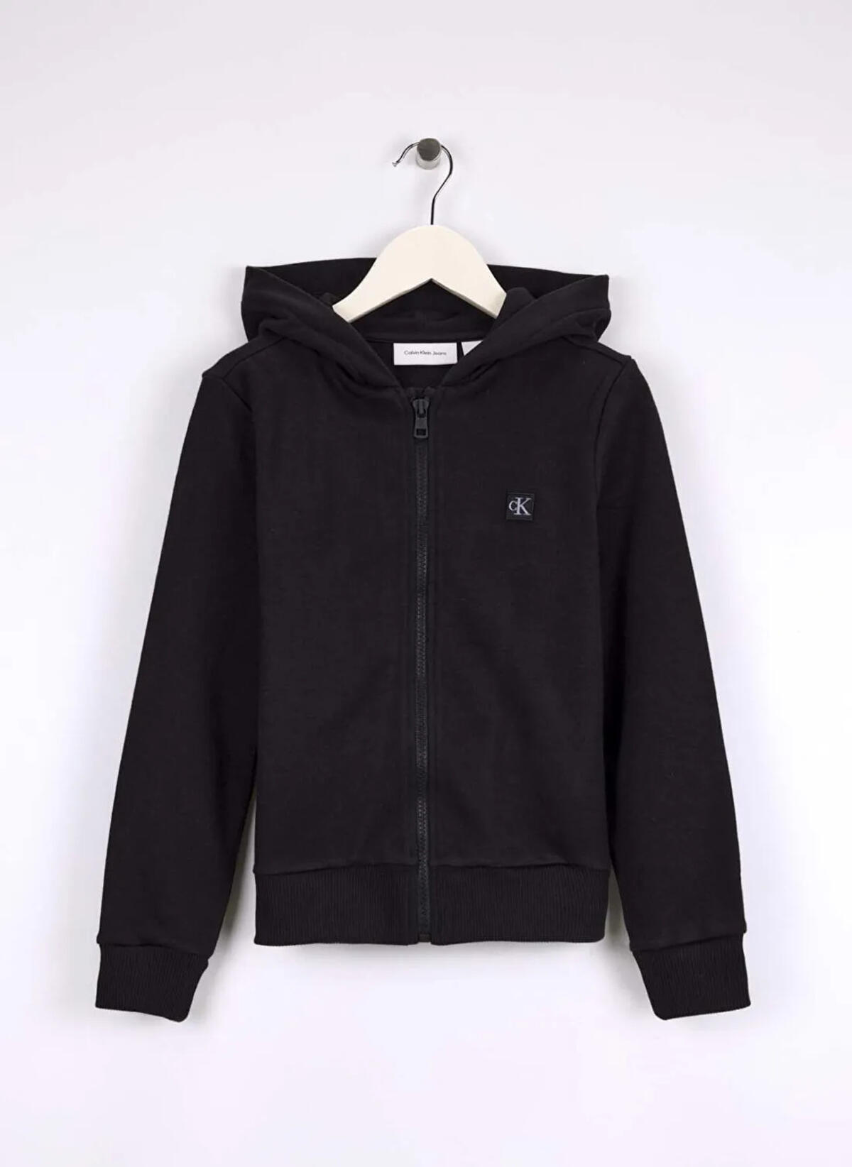 Calvin Klein MINI BADGE ZIP-THROU Siyah Çocuk Kapüşonlu Sweatshirt