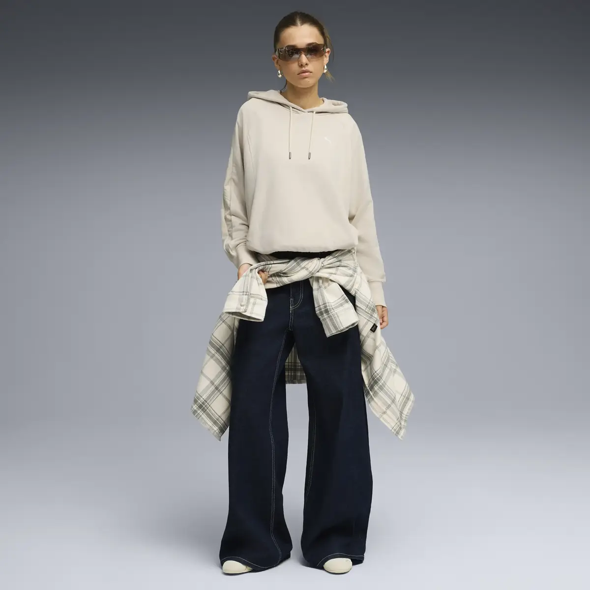 Puma HER Oversized Hoodie Krem Kadın Sweatshirt