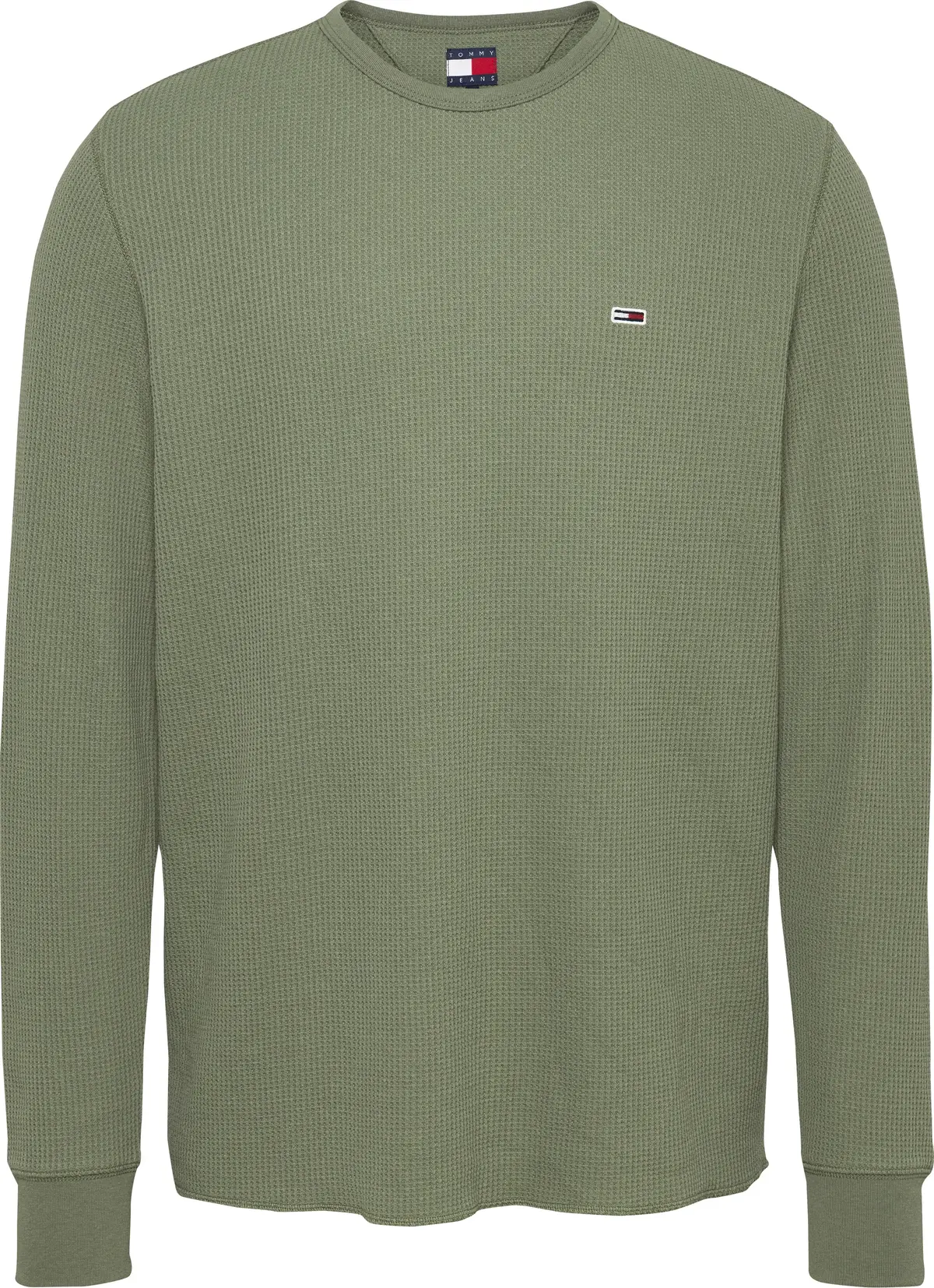 Tommy Hilfiger TJM SLIM WAFFLE LS T, MR6 Yeşil Erkek T-Shirt & Polo