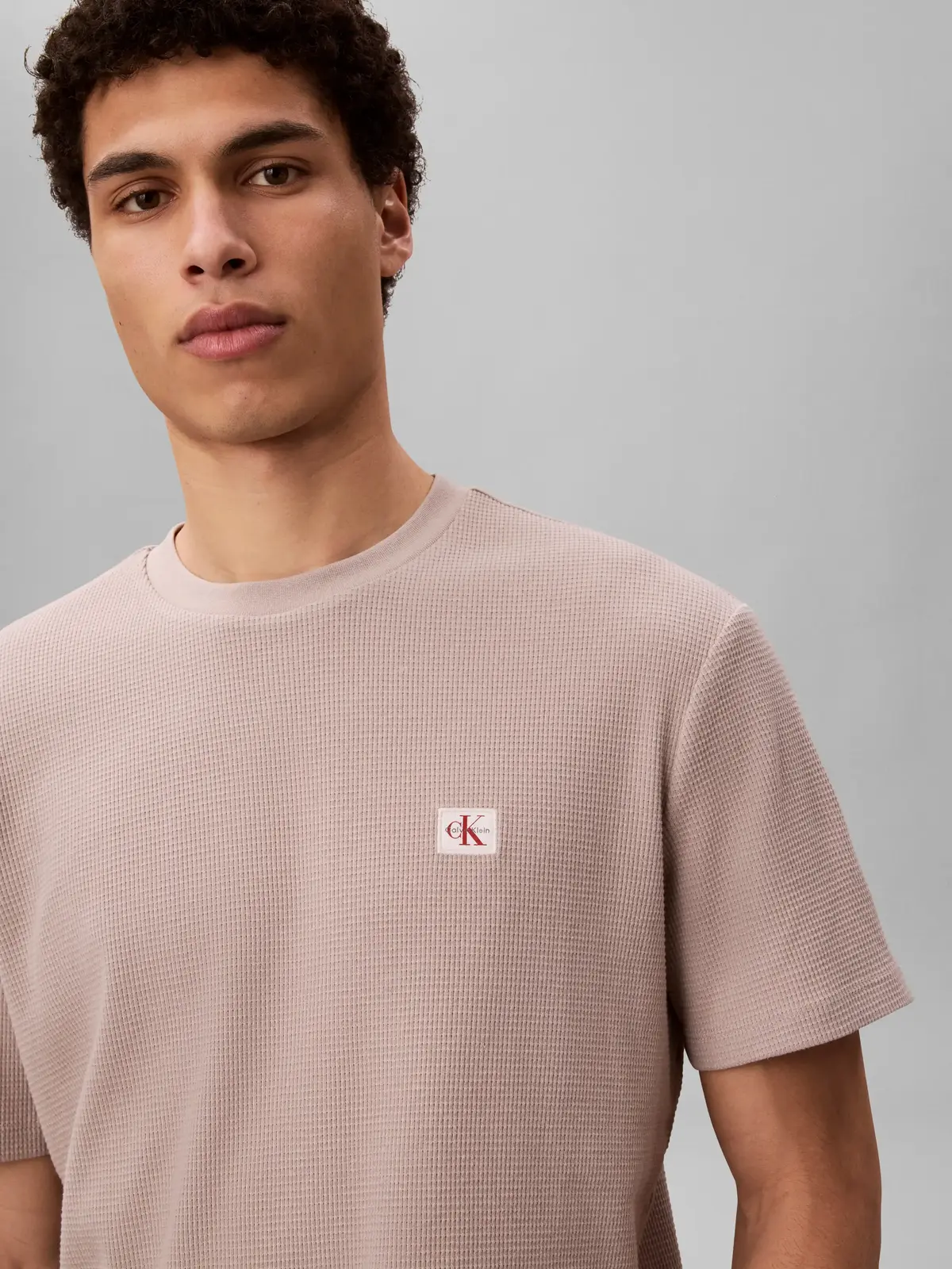 Calvin Klein SS WAFFLE BADGE CREW, K6B Pembe Erkek T-Shirt