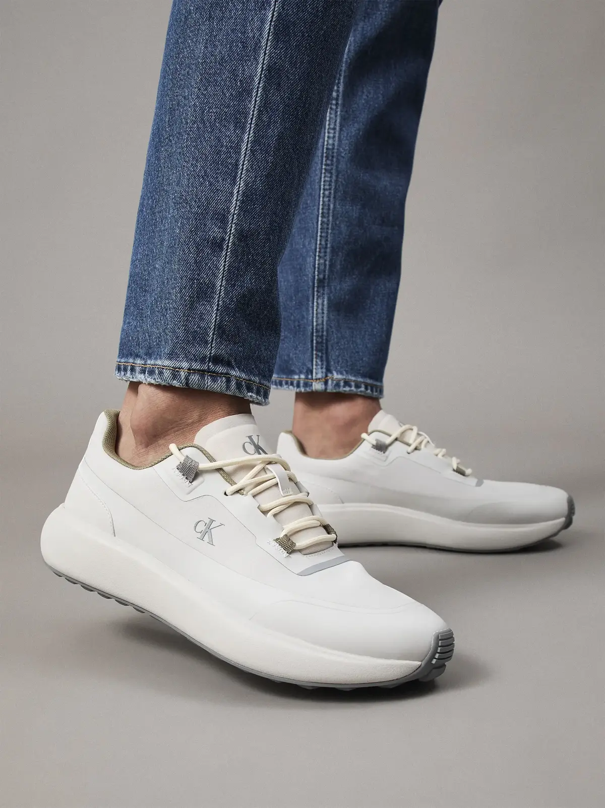 Calvin Klein ATHLEISURE RUNNER TE, 0IS Beyaz Erkek Spor Ayakkabı & Sneaker