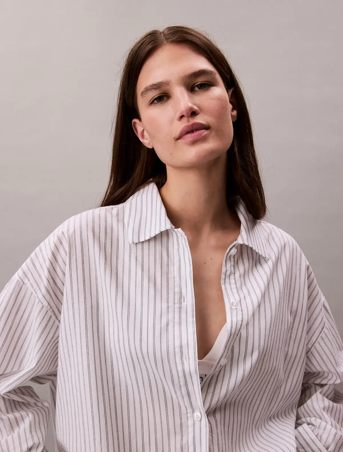 Calvin Klein COTTON POPLIN SHIRT Beyaz Kadın Pijama Gömleği
