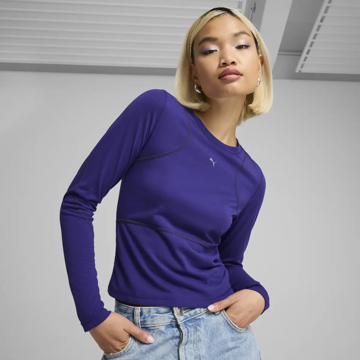 Puma THE FAST RACE Longsleeve Mor Kadın Tişört