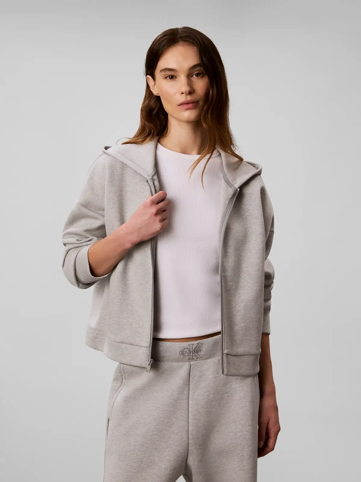 Calvin Klein COTTON SPACER HOODI, P7A Gri Kadın Ceket