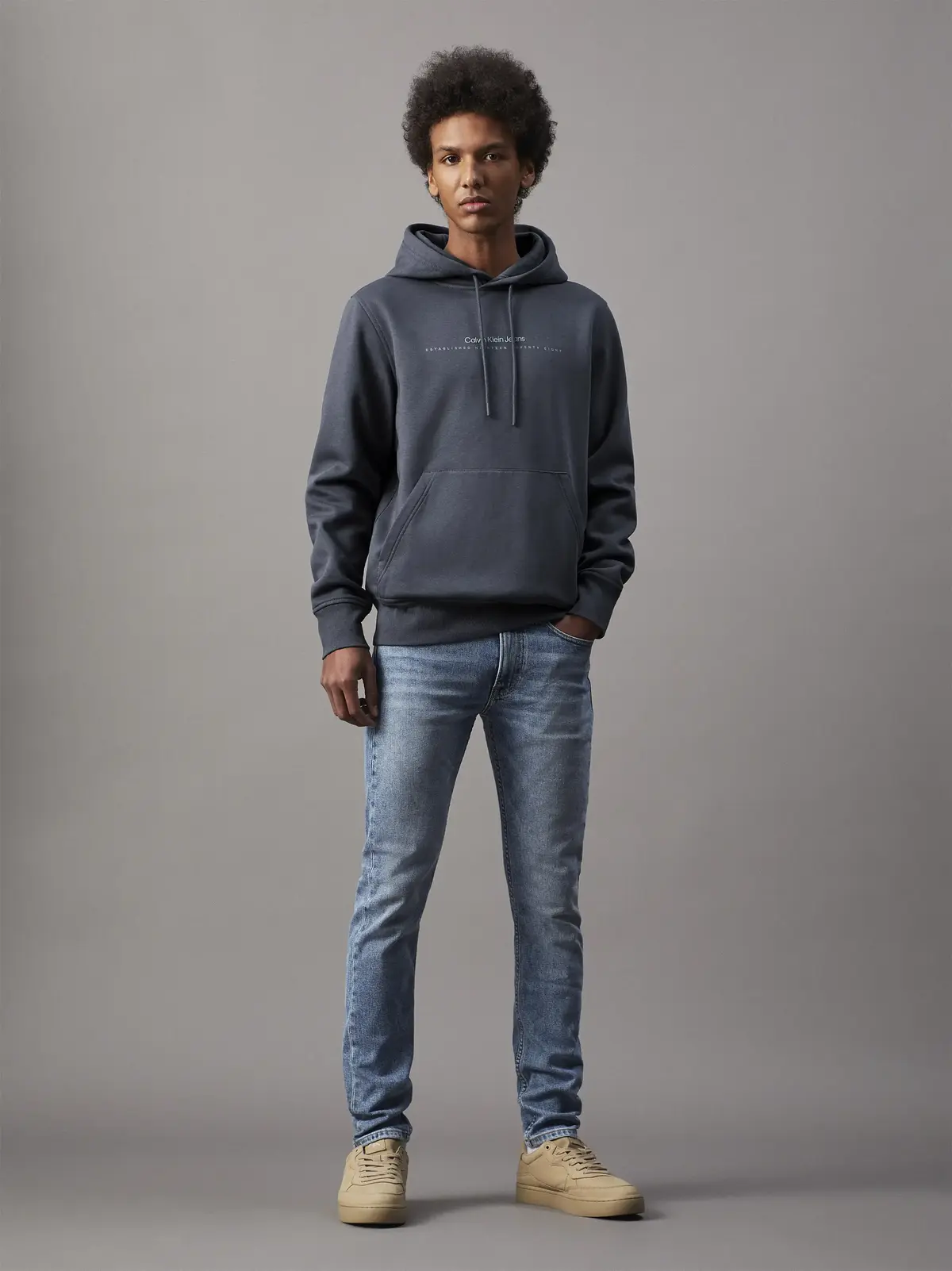 Calvin Klein SLIM TAPER Erkek Mavi Kot Pantolon