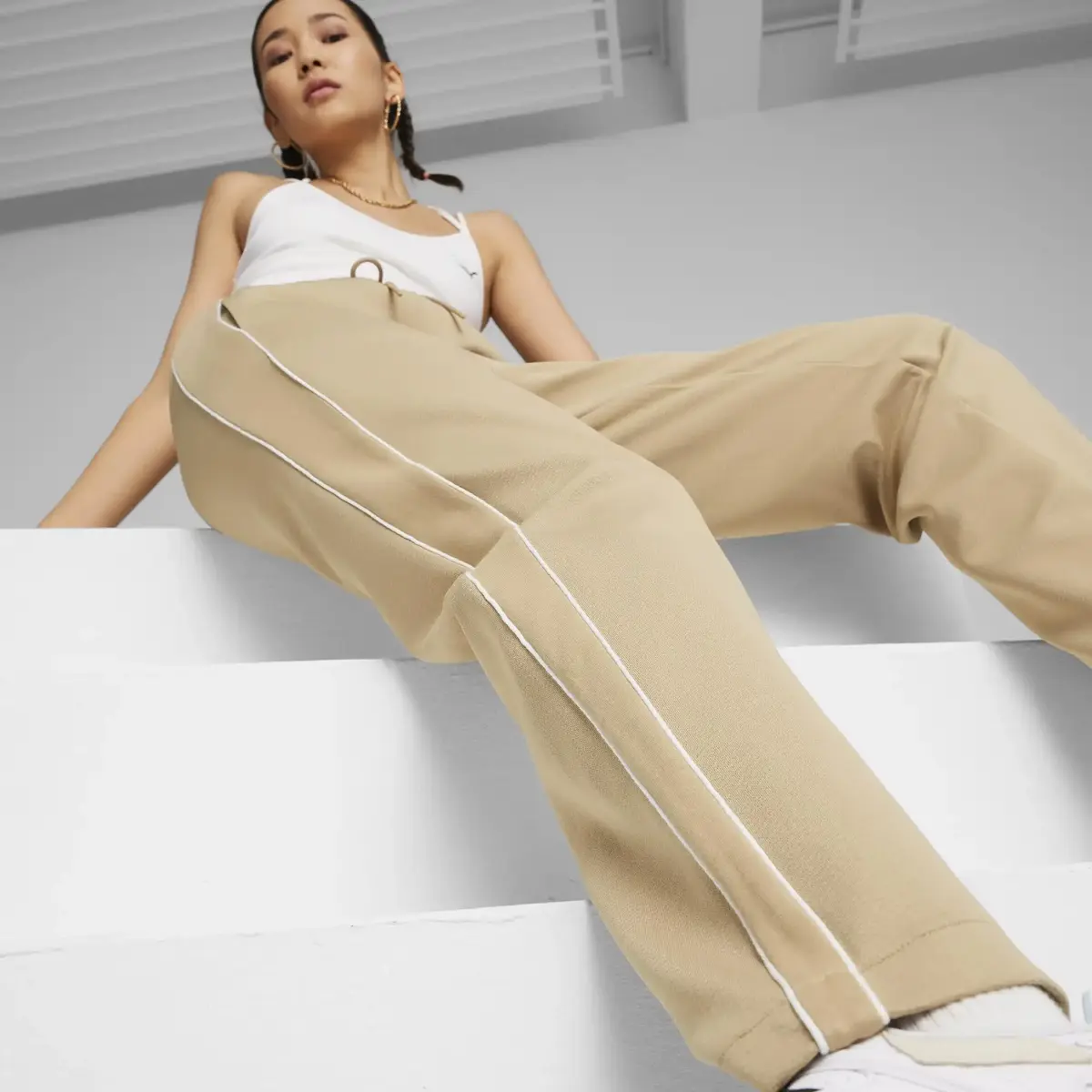 PUMA T7 High Waist Pants Bej Kadın Eşofman Altı