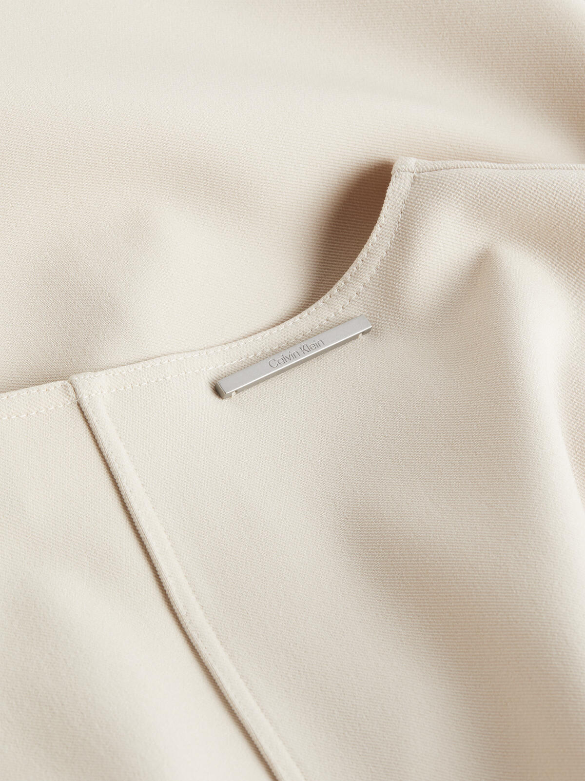 Calvin Klein STRUCTURE TWILL V NE Kadın Krem Elbise