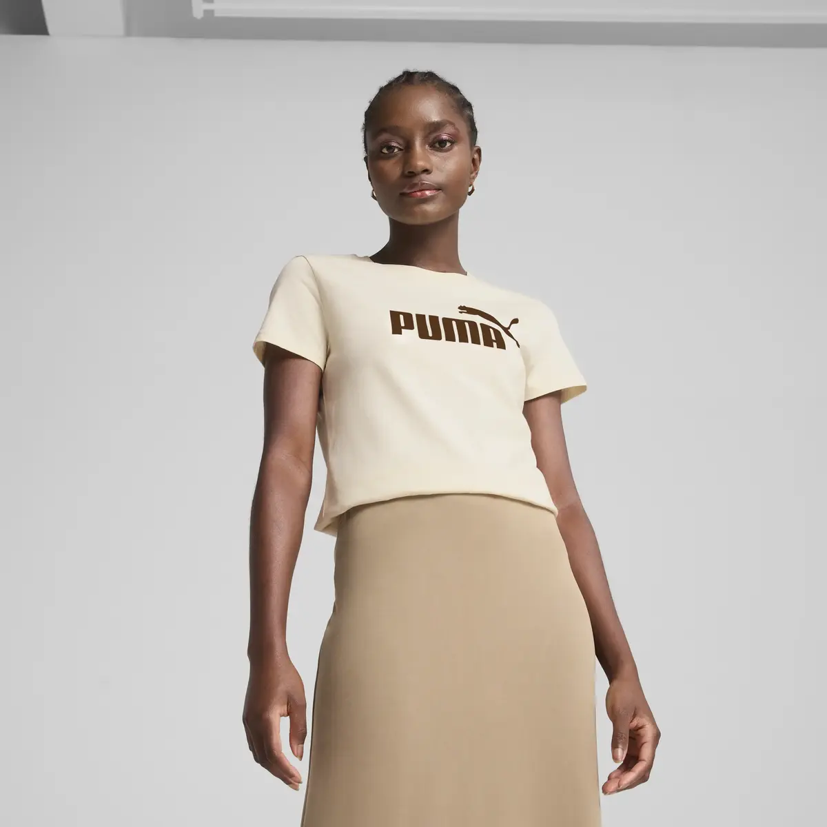 PUMA ESS No. 1 Logo Tee Krem Kadın T-shirt