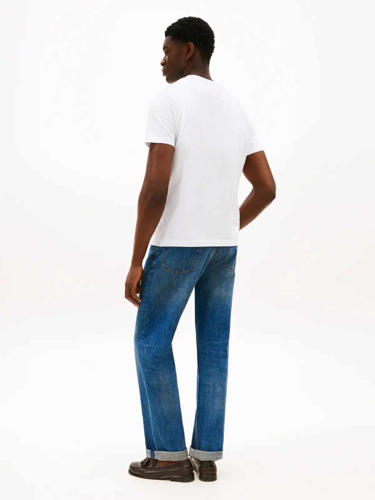Tommy Hilfiger HILFIGER STACK TEE, YBR Beyaz Erkek T-Shirt