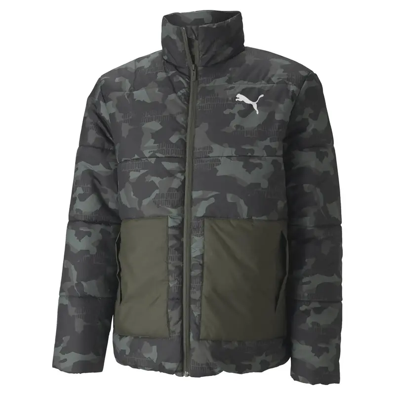 PUMA ESS+ Padded Graphic Jacket Haki Erkek Mont