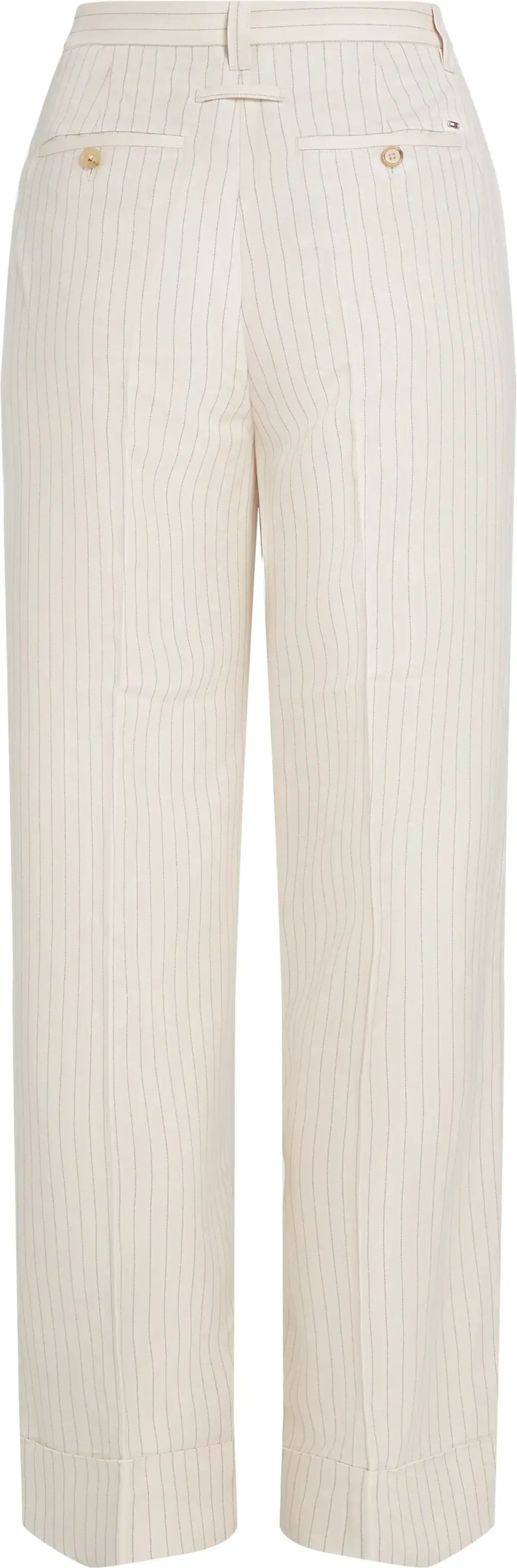 Tommy Hilfiger VISCOSE LINEN WIDE L, 03N Krem Kadın Pantolon