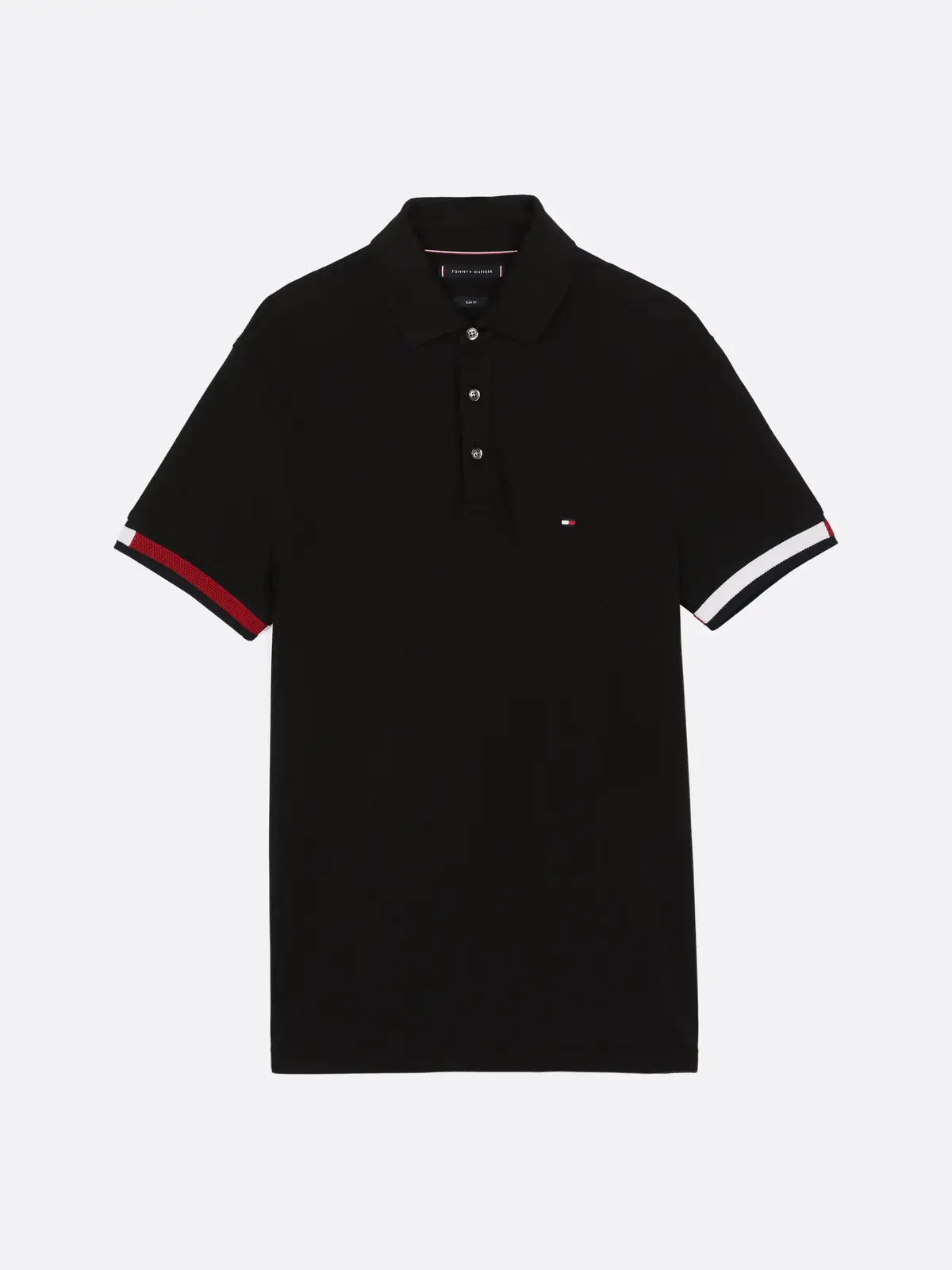 Tommy Hilfiger FLAG CUFF SLIM POLO, BDS Siyah Erkek T-Shirt & Polo