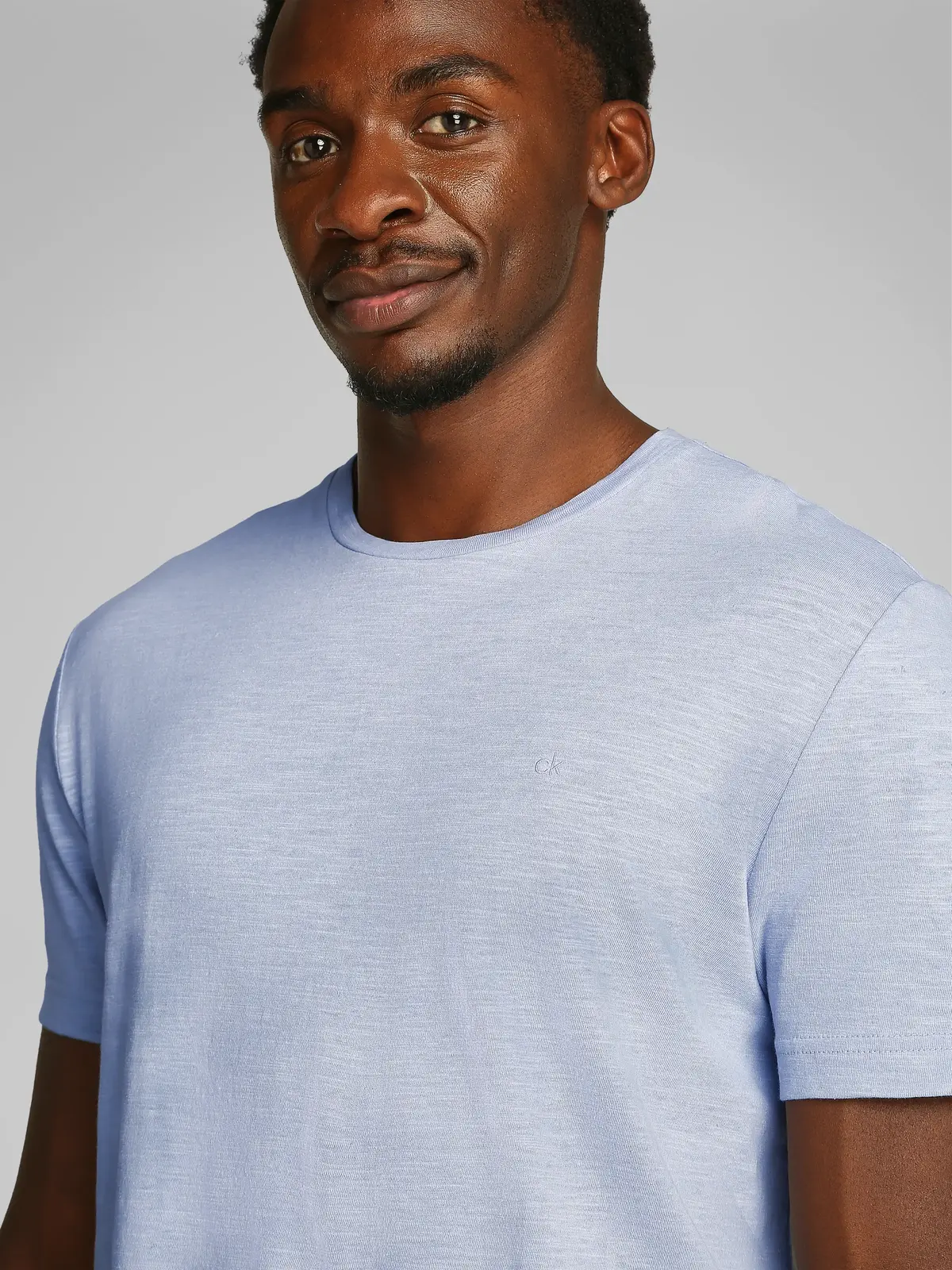 Calvin Klein LINEN COTTON T-SHIRT Mavi Erkek Tişört