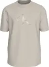Calvin Klein SHINY MONOLOGO TEE, PDH Krem Erkek T-Shirt & Polo