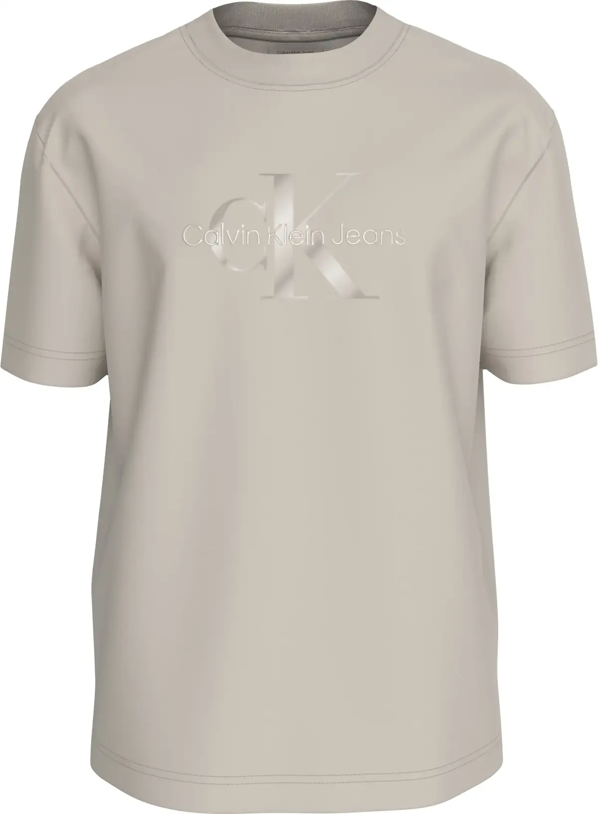 Calvin Klein SHINY MONOLOGO TEE, PDH Krem Erkek T-Shirt & Polo