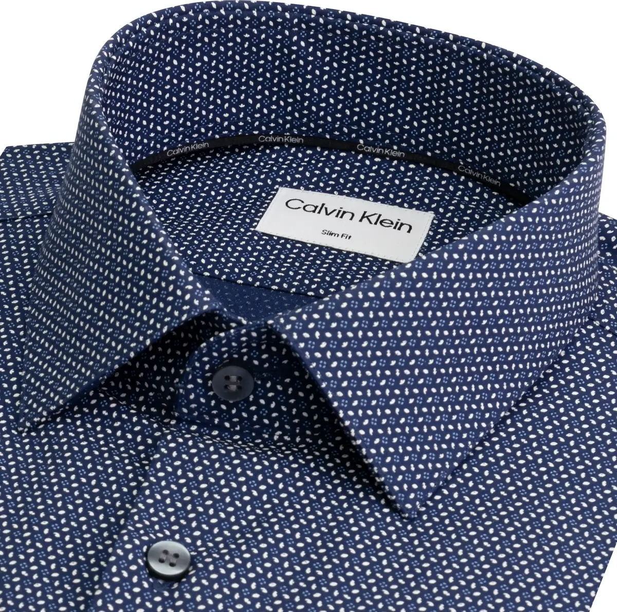 Calvin Klein MINI LEAVES PRINT SL Erkek Lacivert Gömlek