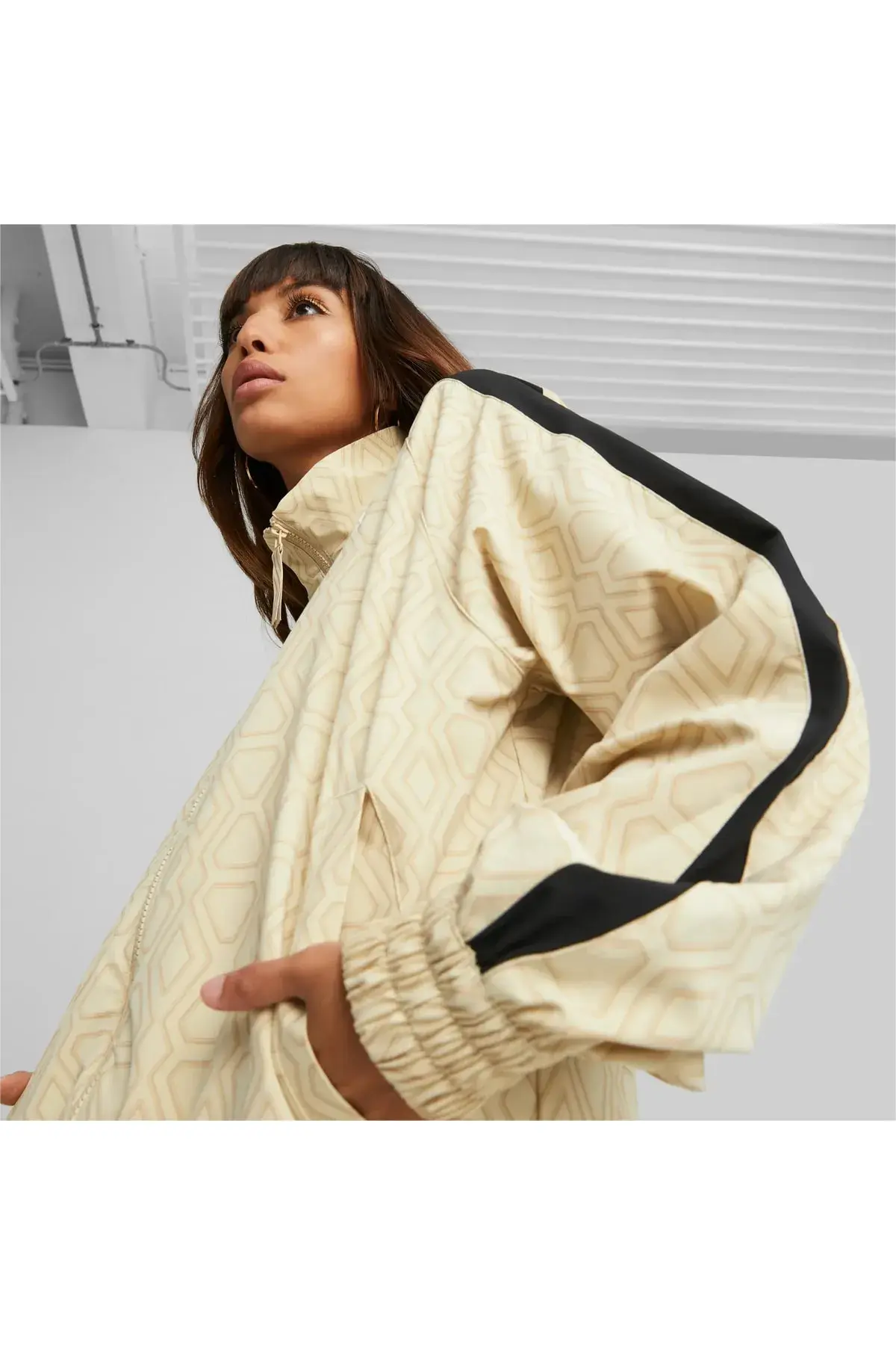 Puma T7 Woven Jacket Kadın Bej Fermuarlı Sweatshirt