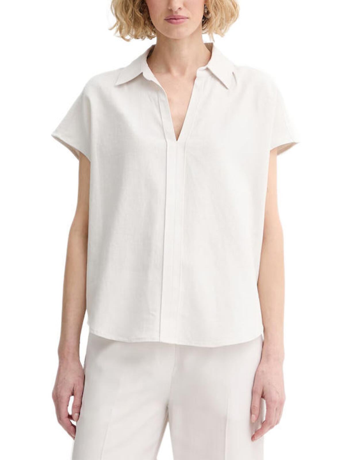 Calvin Klein LINEN CKS SS CLASSIC, GNA, XXS Bej Kadın Gömlek